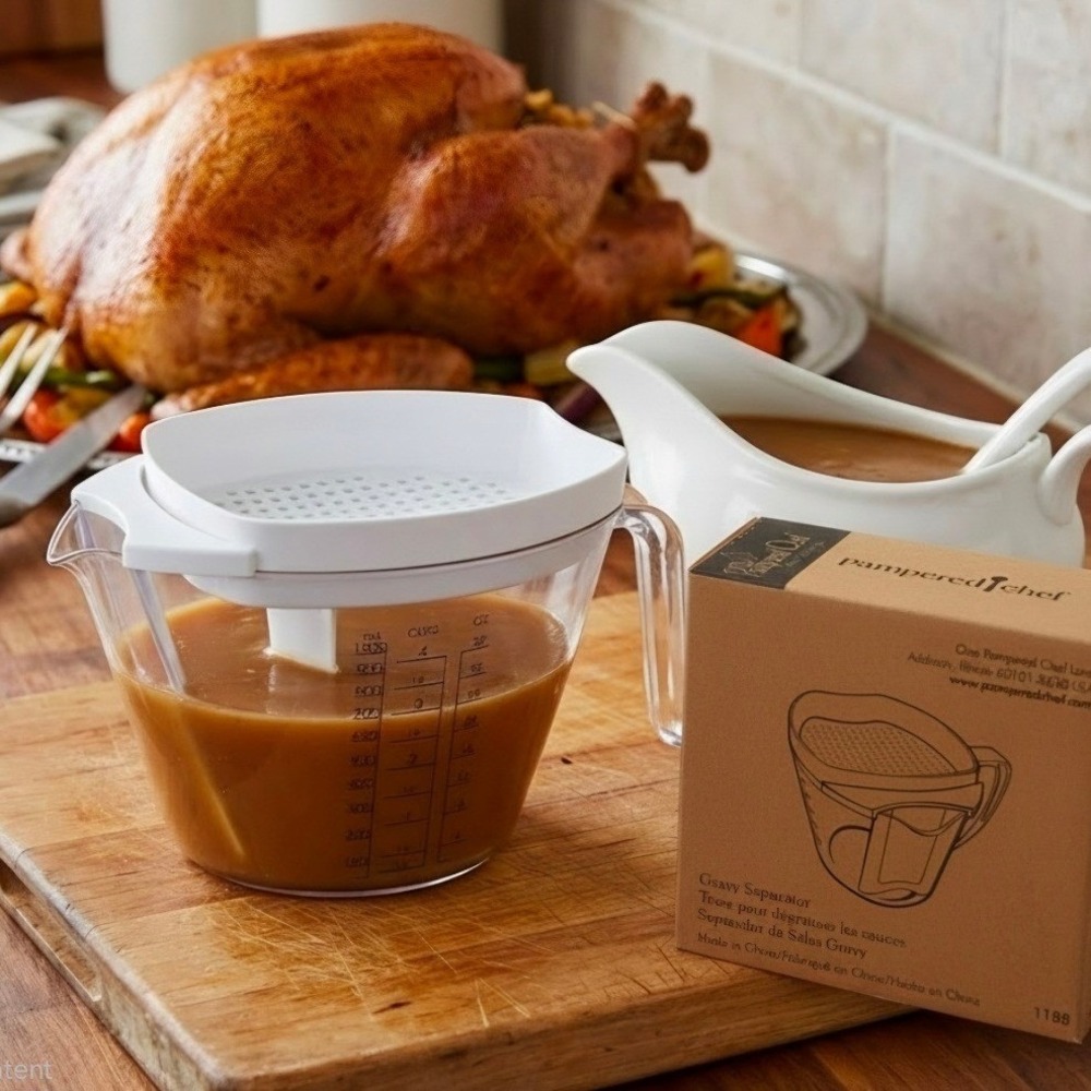 THE PAMPERED CHEF GRAVY SEPARATOR 4 CUP HANDLE In Box